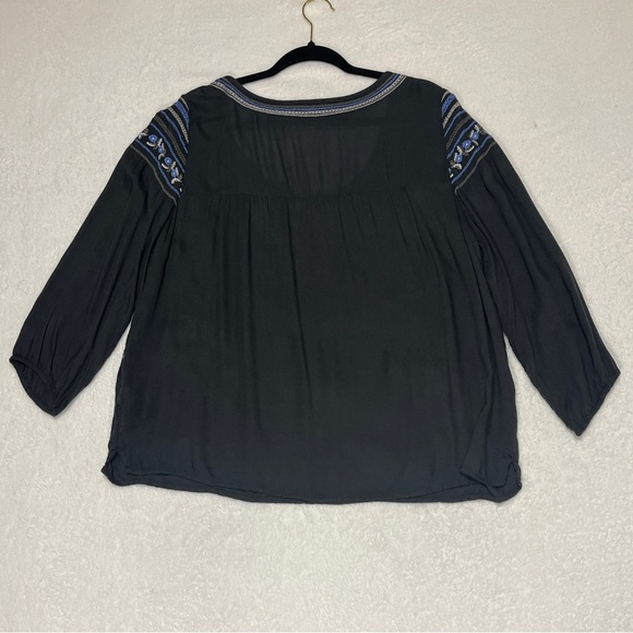 American Eagle Outfitters Women's Peasant Top Gray with Embroidery Boho Size XL - Picture 2 of 15